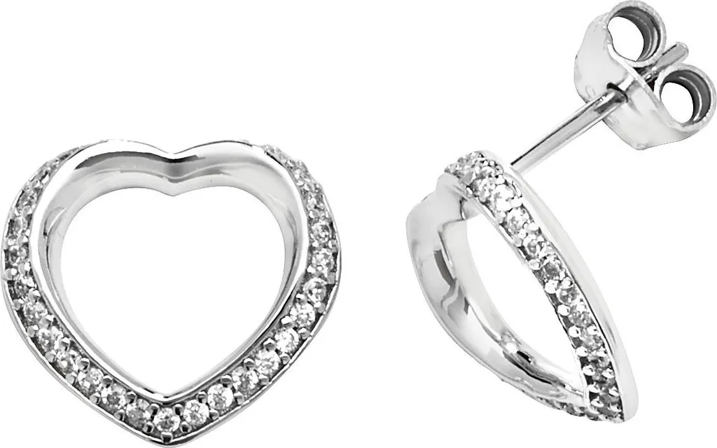 Dormeuses Coeur en Argent Massif et Cristaux de Zirconium pour Femme
