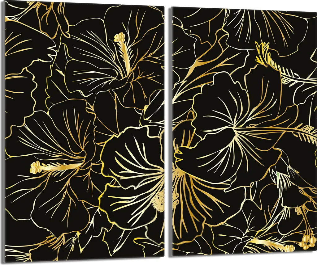 Copriforno Vetro 30x52 Set 2 Pezzi Nero | Piastra Tagliere Universale
