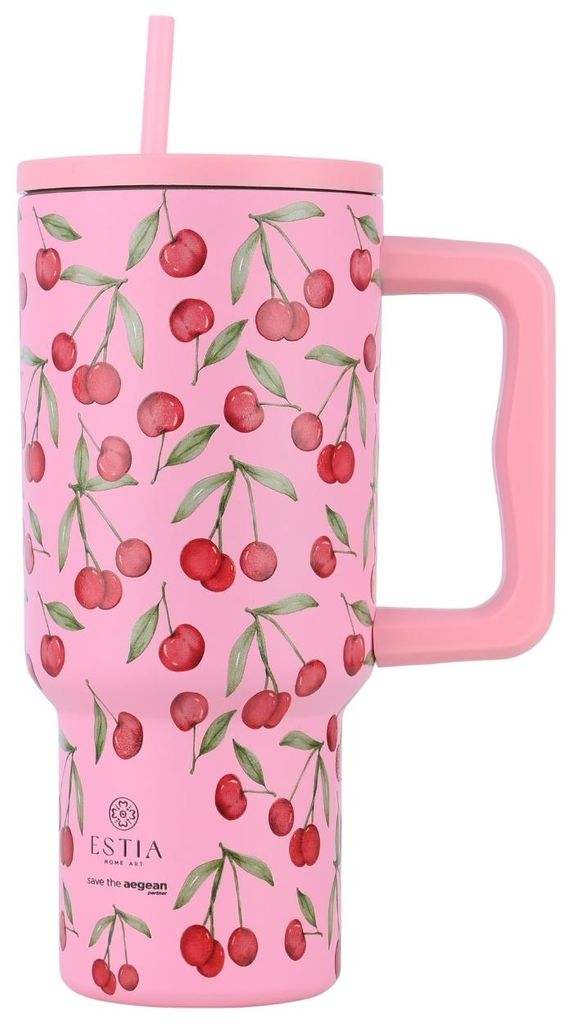 Termohrnček Estia, 900 ml, ružovo-červený, s motívom Obrázok produktu 