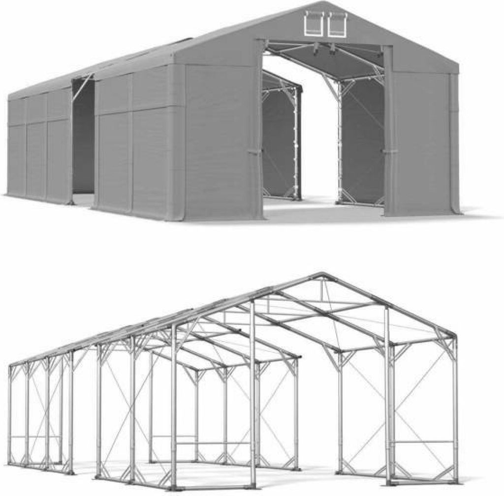 8x16 graues Magazin Zelt POLAR PLUS MMS
