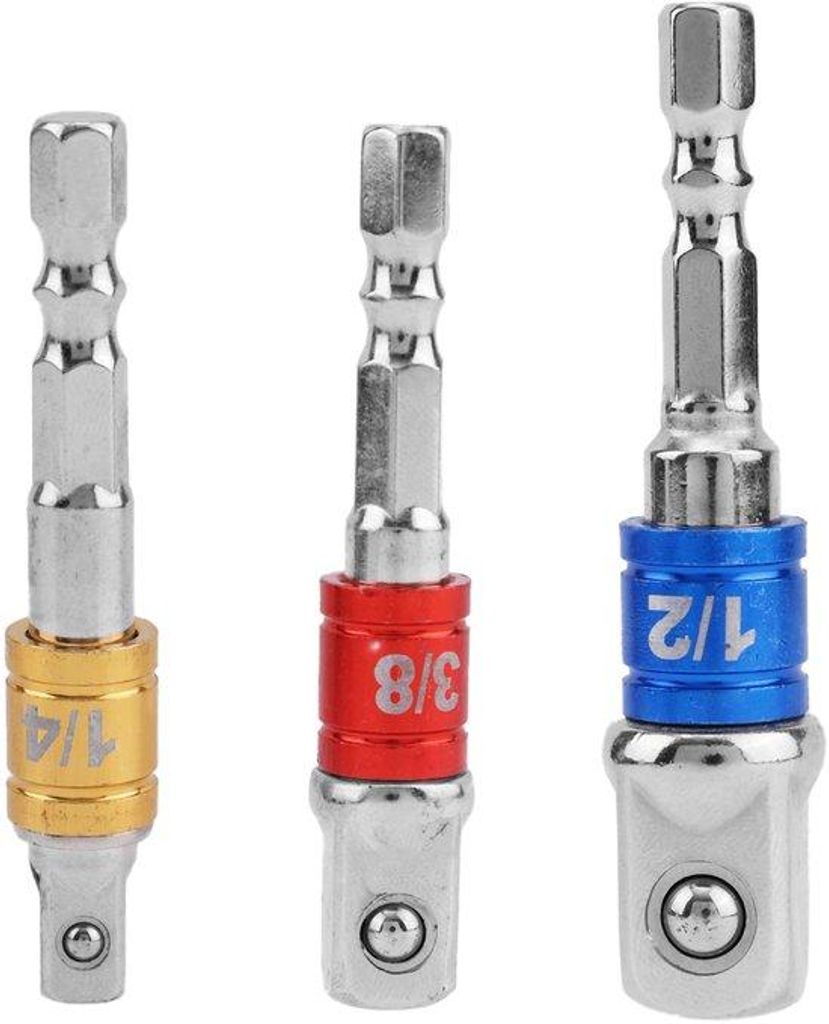 3-teilig Set Adapter für Impact-Schraubendreher, 1/4" 3/8" 1/2" Adapter für Bohrmaschinen und Schraubendreher