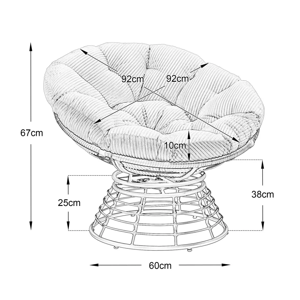 Fauteuil de Lecture Pivotant 360° Design Beige avec Structure Métallique - 6