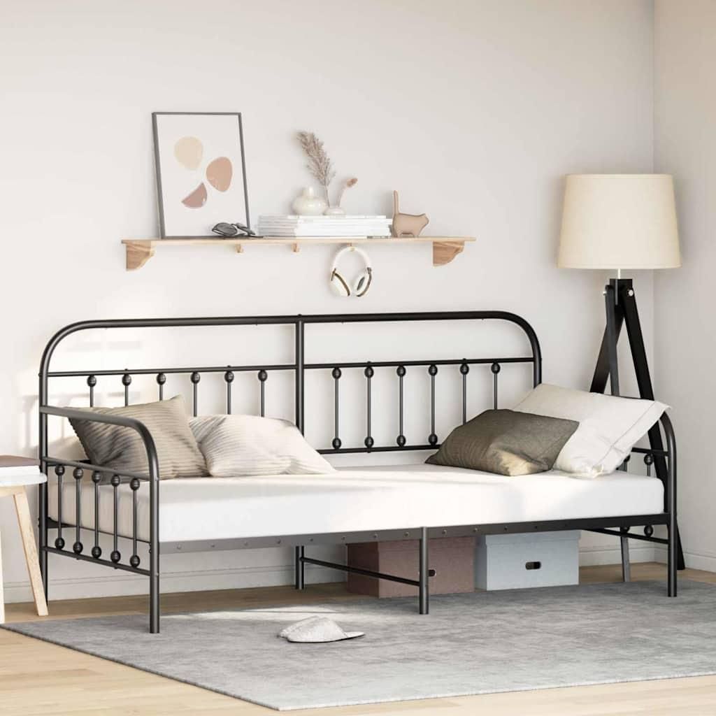 Maison Exclusive - Tagesbettrahmen Schwarz 90 x 200 cm Pulverbeschichteter Stahl