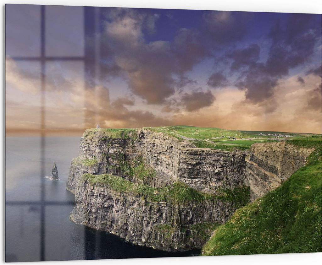 DEQORI Küchenrückwand Glas 80x60 cm 'Magie der Moher-Klippen' Spritzschutz Bad Rückwand Küche
