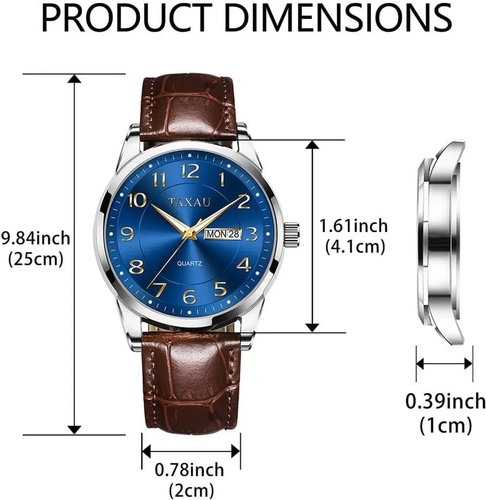 Orologio da Polso Uomo Elegante | Cinturino Pelle Day-Date Waterproof - 2