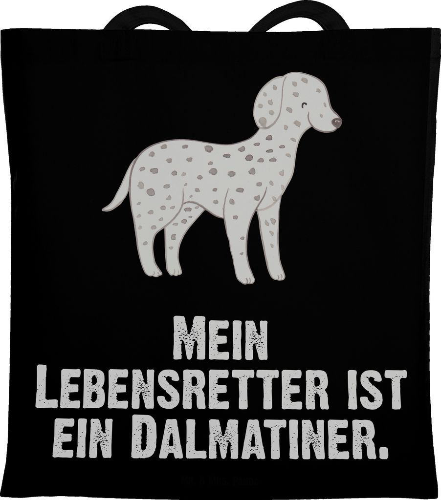 Mr. & Mrs. Panda Tote Bag Dalmatiner Lebensretter - Schwarz - Geschenk, Einkaufstasche, Jutebeutel, Shopping Tasche, Schultasche, Uni, Dalmatinac