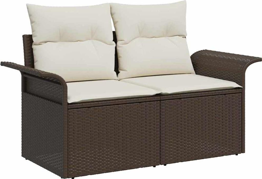 vidaXL Garten-Sofa-Set mit Kissen mit Kissen 11 pcs Braun Poly Rattan