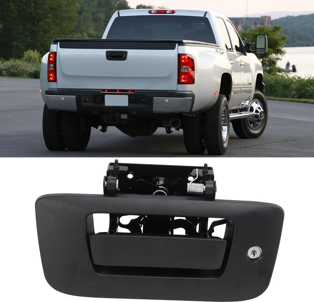 Heckklappengriff-Blende-Schloss-Set Schwarz 22755305 ABS-Ersatz für Silverado 1500 2500 3500
