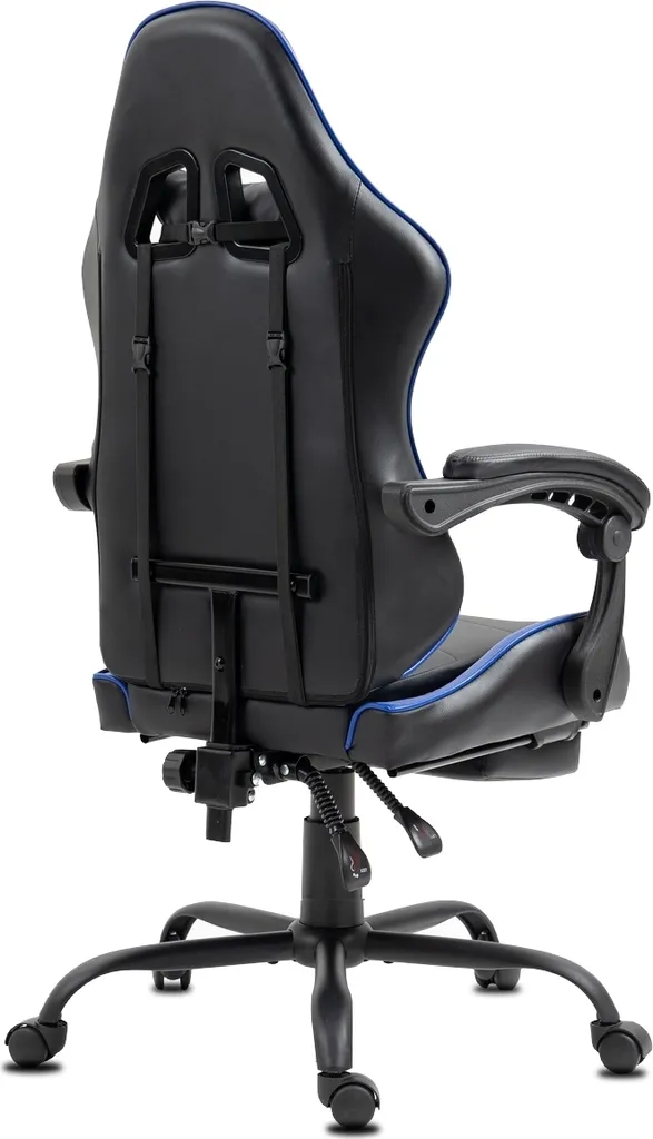 Poltrona da Gioco Delman Blu 02-0042: Sedia Massaggiante con Poggiapiedi - 5