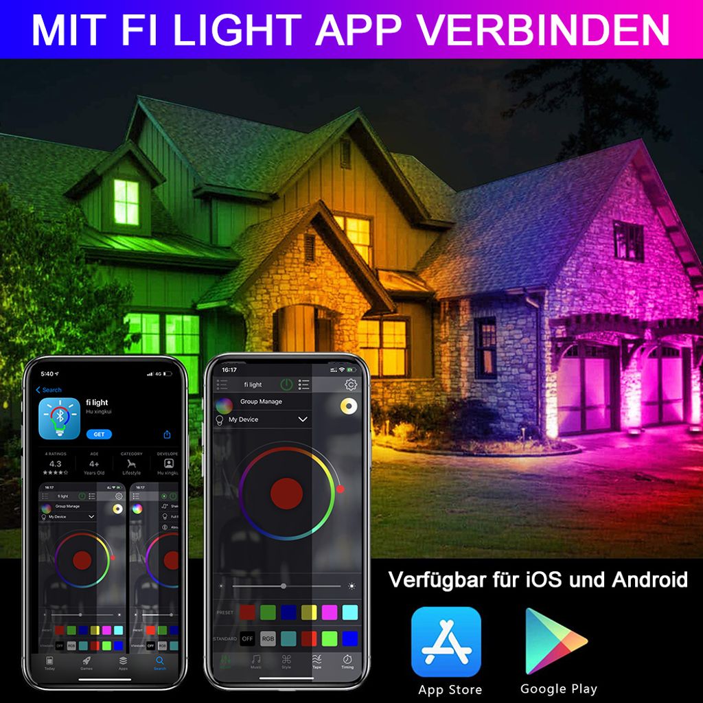 Details about   Bluetooth APP LED Strahler Fluter Kaltweiß/Warmweiß/RGB Außenstrahler Flutlicht 