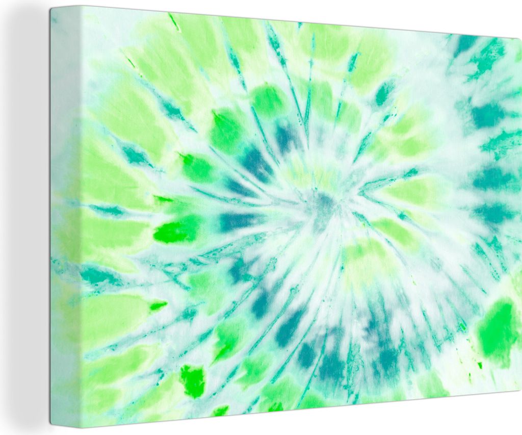OneMillionCanvasses - Leinwandbilder - 140x90 cm, Krawattenfärbung - Hippie - Grün, Wandbilder Kunstdruck Wanddekoration - Foto auf Leinwand - ...