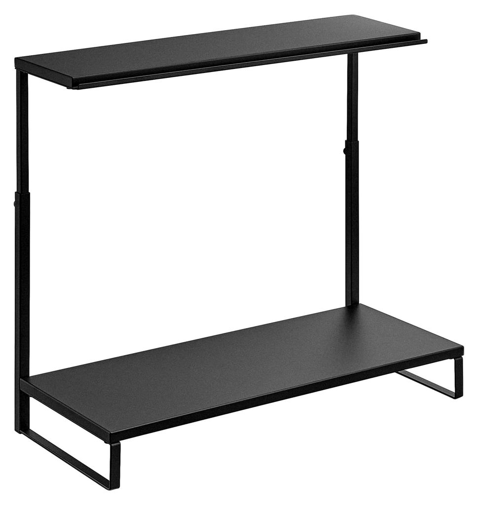 TOWER 2-stöckiger Monitorständer, schwarz, Stahl / Silikon / Polypropylen, minimalistisch, 59 x 27,5 x 38 - 65 cm (L x B x H)