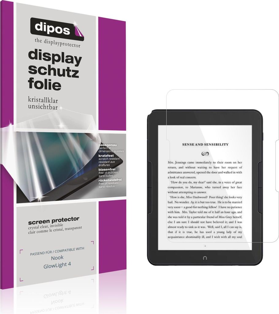 2x Schutzfolie für Nook GlowLight 4 klar Displayschutzfolie Folie Display Schutz dipos