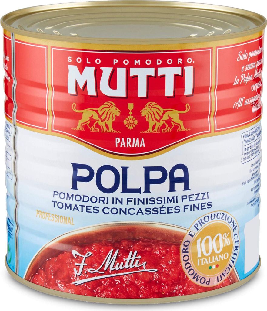 6x Mutti polpa di Pomodoro Tomatenpulpe Tomaten sauce 100% Italienisch 2,5 Kg