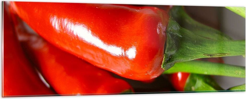 Bilder auf glas - Gemüse würzig Chili - 90x30cm - Glasbilder - Wandbilder - Kunstdruck - zum Aufhängen bereit - Wanddekoration aus Glas - Glas B...