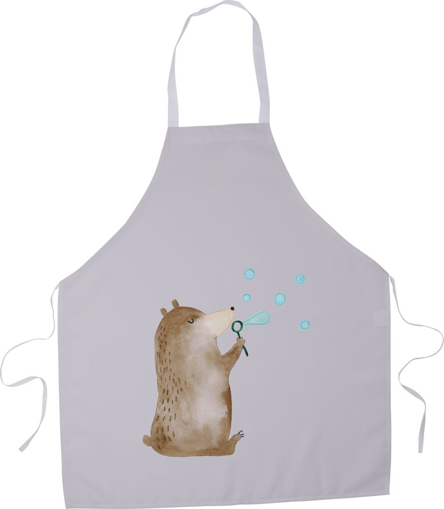 Mr. & Mrs. Panda Schürze Bär Seifenblasen - Grau Pastell - Geschenk, Grillschürze, Lustig Sein Glücklich Traurig Happy, Teddy, Küchenschürze,...