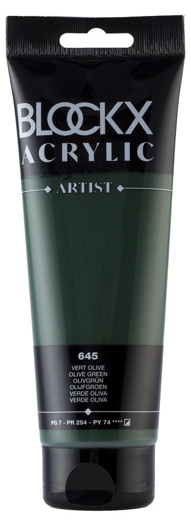 BLOCKX Acrylfarbe Olivgrün 250ML Tube, hochkonzentriert, lichtbeständig, seidenmatt