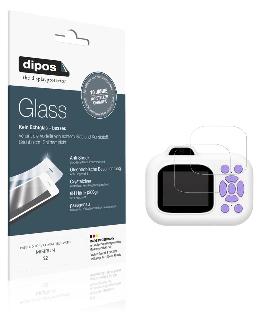 2x Schutzfolie für MISIRUN S2 - Anti-Shock 9H Folie dipos Glass Kunststoffglas