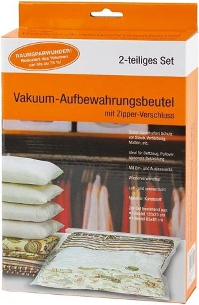 Vakuum Aufbewahrungsbeutel 2er mit Zipper-Verschluss Staubschutz Mottenschutz