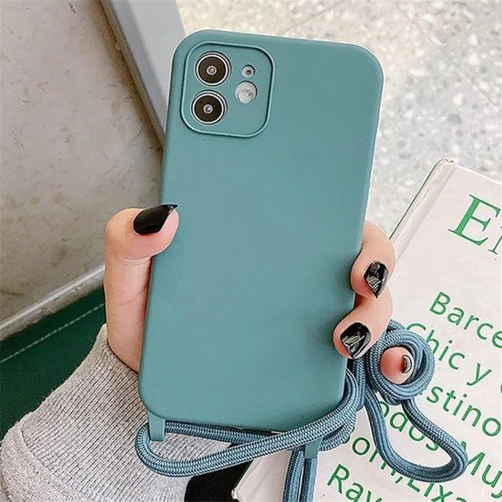 Housse silicone verte antichoc avec cordon pour randonnée et voyage