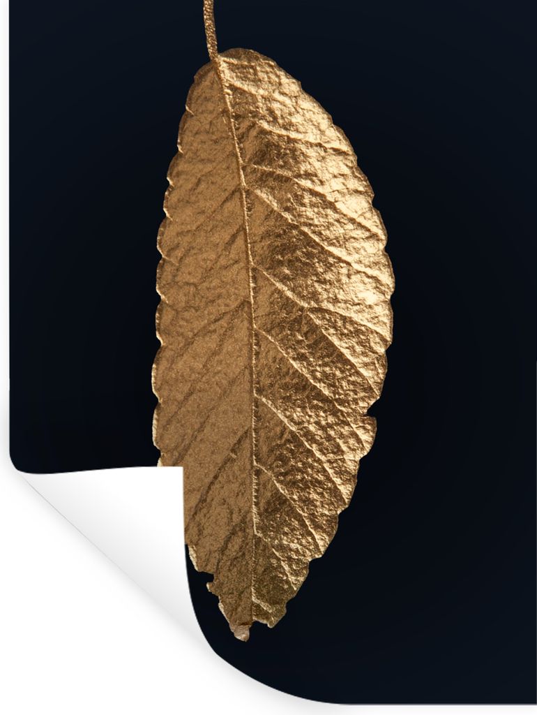 MuchoWow Wandtattoo Wandsticker Wandaufkleber Blätter - Schwarz - Gold - Luxus - Natur 120x160 cm Selbstklebend und Repositionierbar - Wierderve...