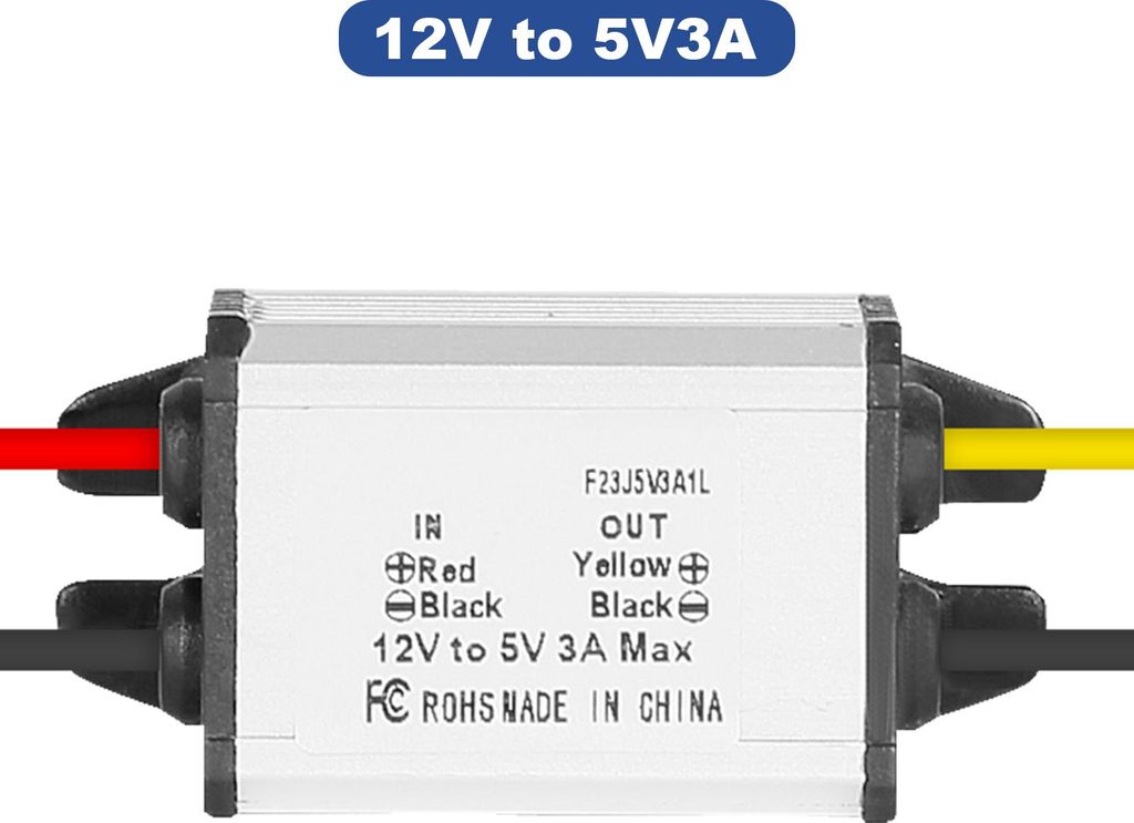 12V auf 5V 3A DC-DC Step-down Modul – Wasserdichter Buck Converter Spannungsregler mit IP65 Schutz, 15W Leistung