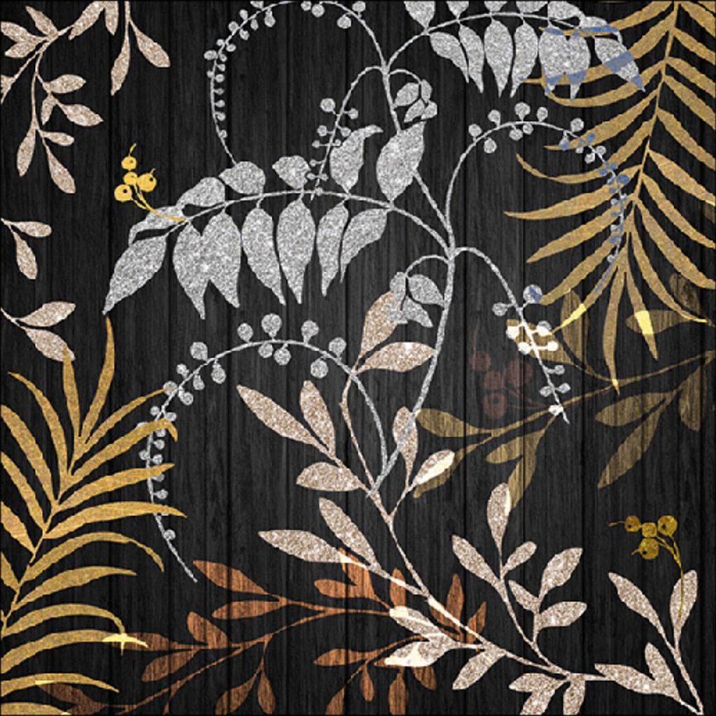 20 Servietten Luxury Leaves black - Edle Produktbild 