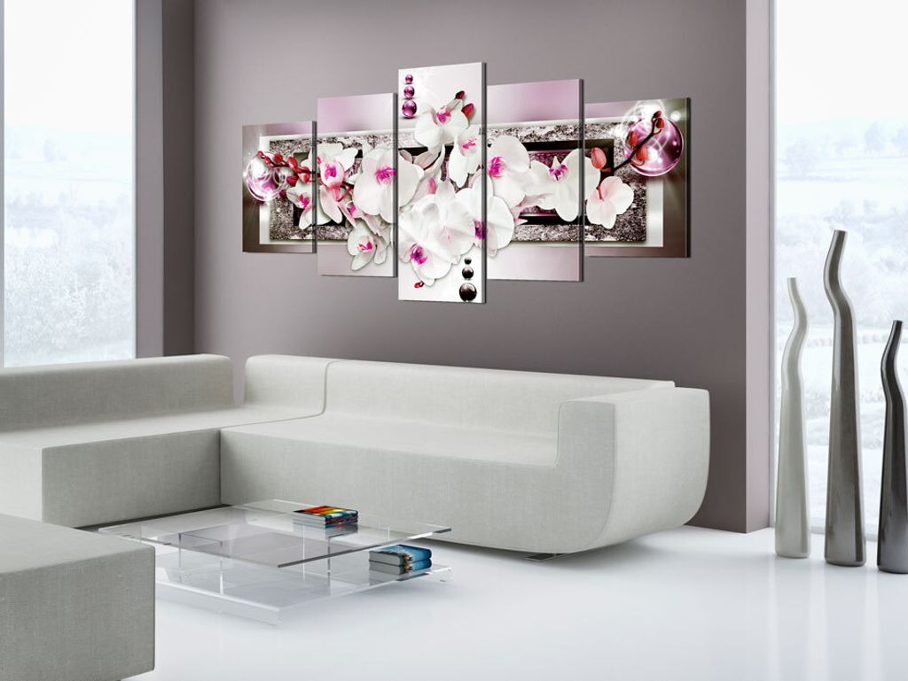 Akustikbild Abstrakt Blumen 200x100 cm Bilder Akustikschaum Hochleistungsschallabsorber Schallschutz Leinwand 5 tlg Wandbild Raumakustik Schalldäm...