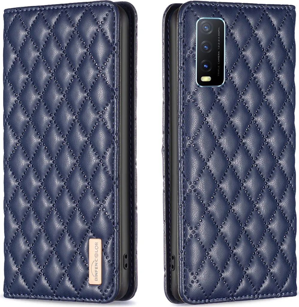Protezione Totale VIVO Y20 - Custodia Flip Anti-Uto in Pelle Blu
