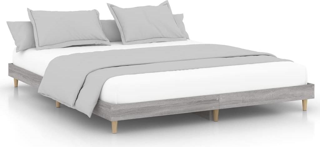 vidaXL Bettgestell Grau Sonoma 200x200 cm Holzwerkstoff