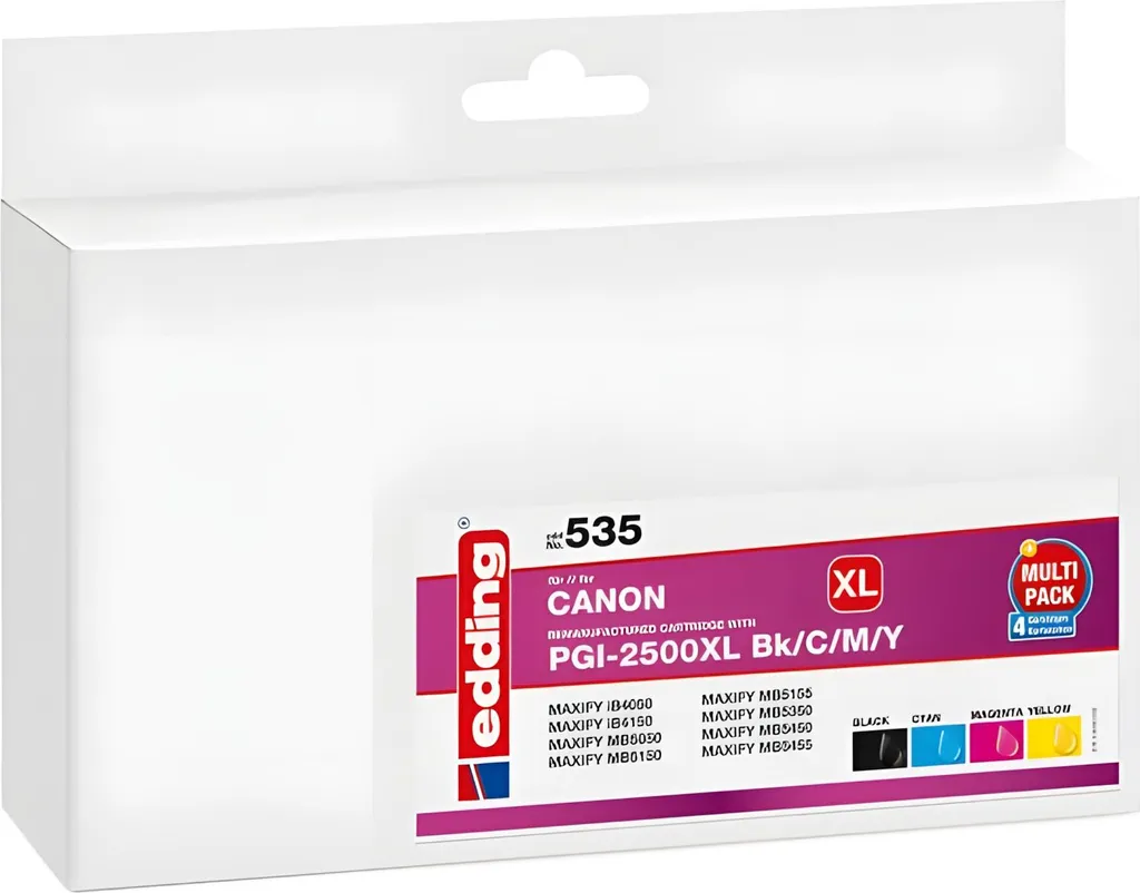 Set 4 Cartucce Edding EDD-535 per Canon Maxify iB4050 MB5050 | Resa XL