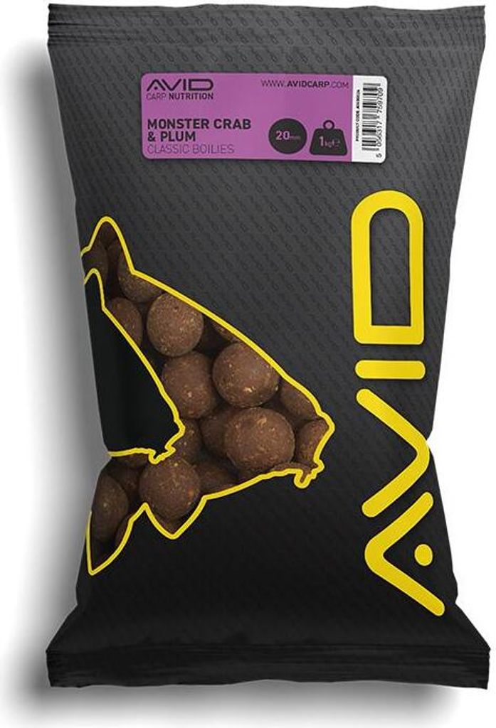 Avid Carp Monster Crab & Plum Boilies 1 kg 20 mm