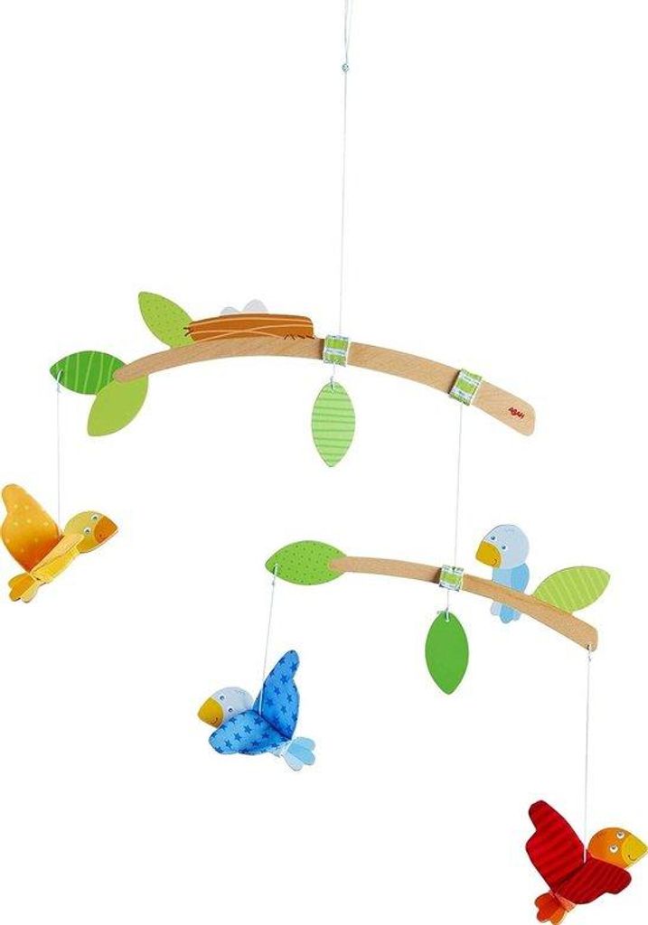 Farbenfrohes Mobil Vögelchen Baby Mobile mit Tierstimmen für das Babybett