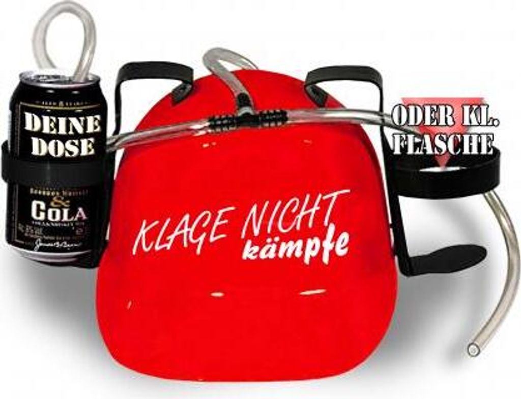 Trinkhelm Spaßhelm mit Print - Klage nicht kämpfe - 51657 Color - rot