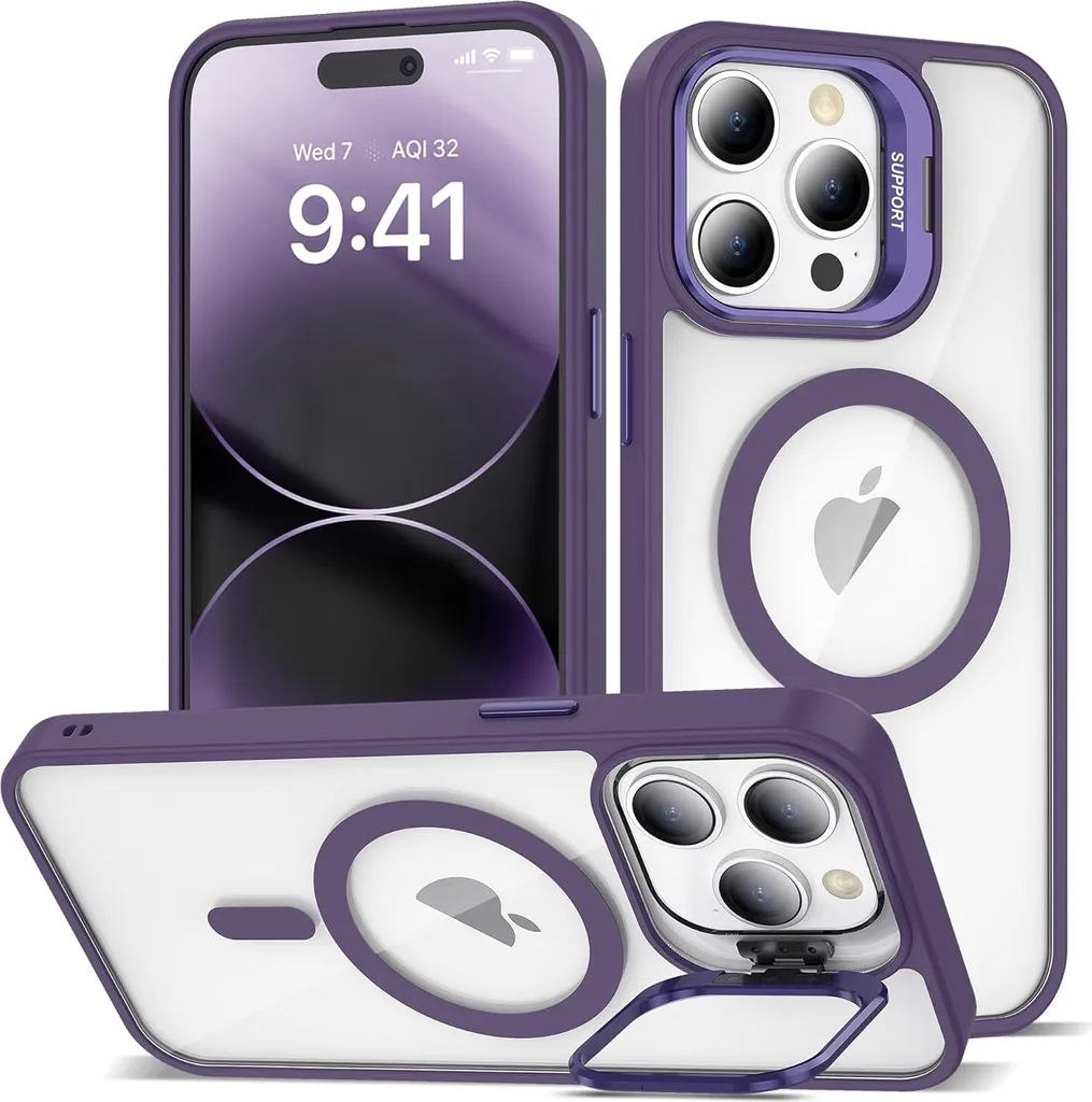 Custodia Viola Elegante iPhone 15 Plus MagSafe | Cover Trasparente Chic