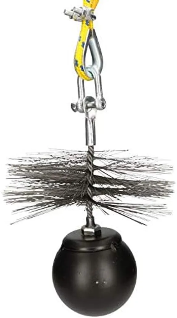 KOTARBAU scopa per camini SET 250 mm, lunghezza corda - 22 m scopa per camini MOLLA IN ACCIAIO TENSIONE PESO corda di trazione asta flessibile scopa per fuliggine asta di spinta spazzola per camini set pulizia mattoni - 3