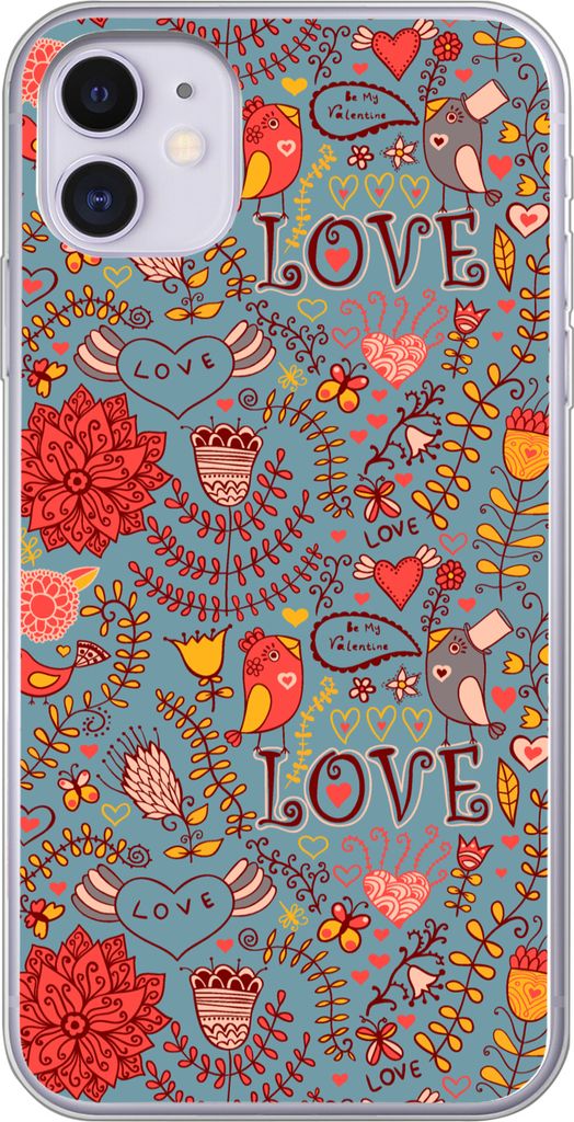 MuchoWow Handyhülle Schutzhülle Hülle für Telefoonhoesje iPhone 11 Mädchen - Vogel - Liebe - Muster - Mädchen - Kinder - Kinder Silikon Sof...