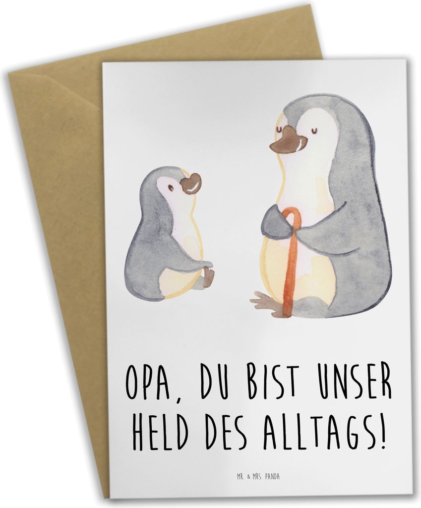 Mr. & Mrs. Panda Glückwunschkarte Opa Held - Weiß - Geschenk, weihnachtskarten, Aufmerksamkeit, Grußkarte, genesungskarte, Grußkarten, Liebe, d...