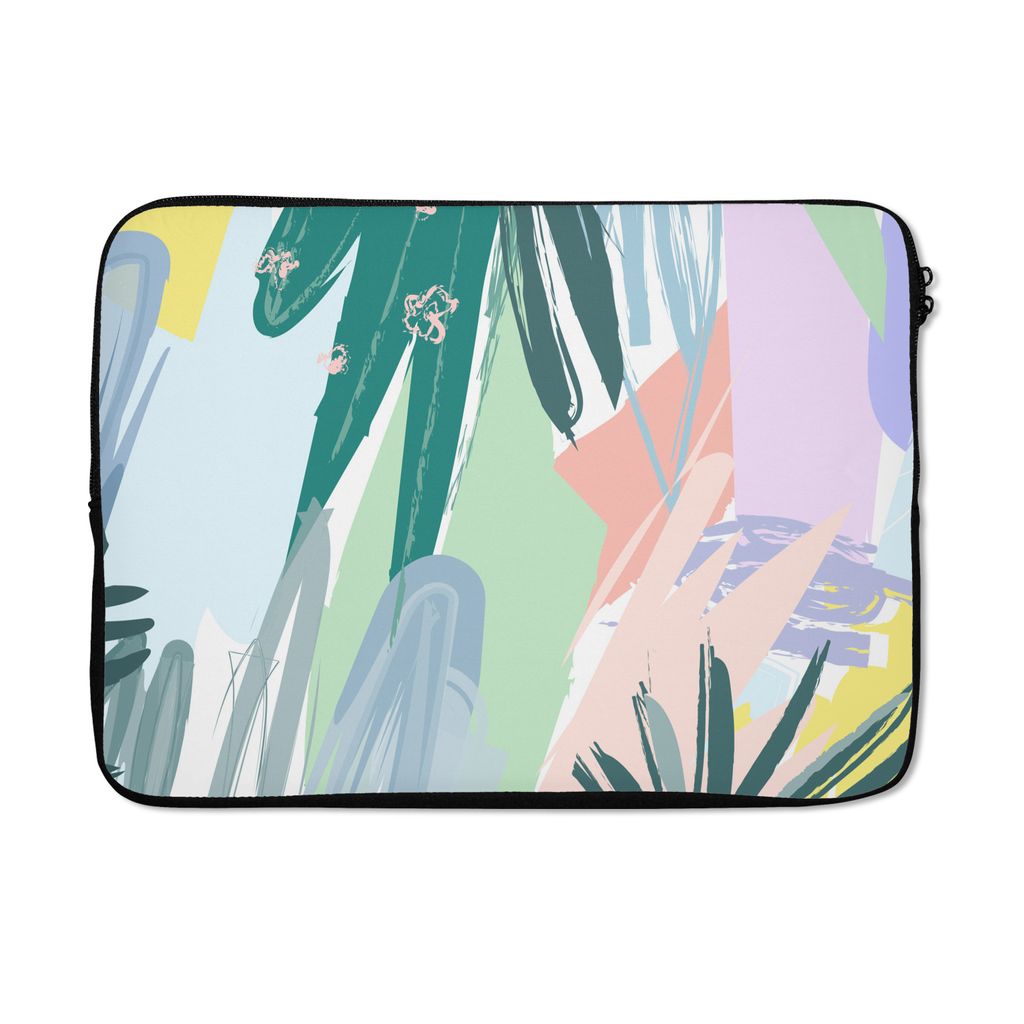 MuchoWow Laptop Hülle 13 Zoll Sommer - Blatt - Fleck - Grün Laptoptasche - Laptophülle - Sleeve - Rundumschutz