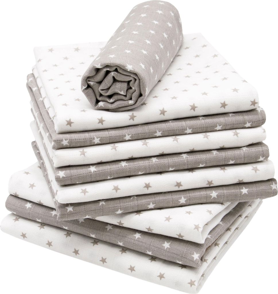 10er Set Spucktücher, 100% Baumwolle, 80x80 cm, Produktbild 