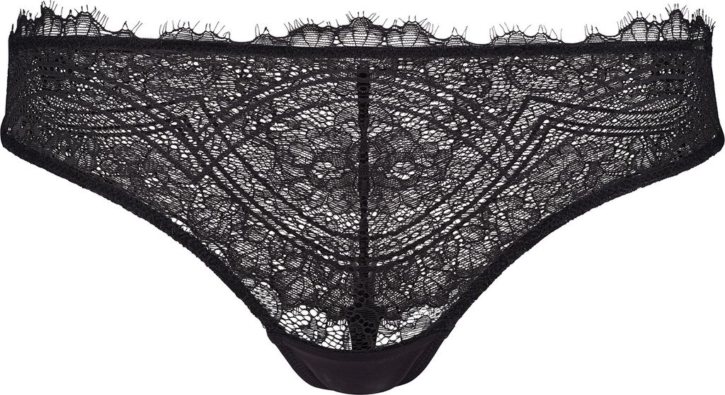 Skiny Damen String Lace Festive Spitze Schwarz Black