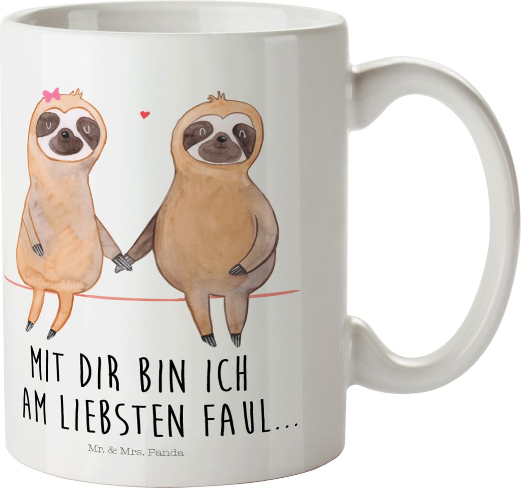 Mr. & Mrs. Panda Trinklernbecher Faultier Pärchen - Weiß - Geschenk, Liebe, Kindertasse, Gemeinsam, Kinderbecher, Mehrwegbecher, Plastikbecher, Pott