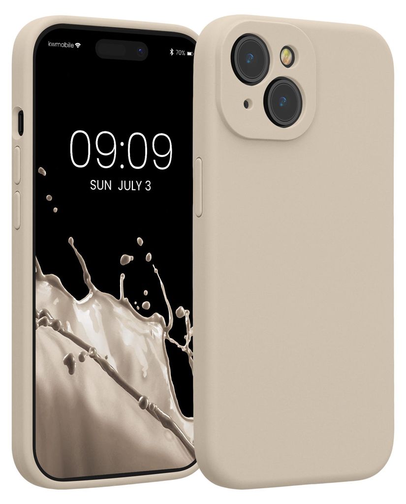 kwmobile Hülle kompatibel mit Apple iPhone 15 - Hülle Silikon gummiert - Handyhülle - Handy Case in Creme