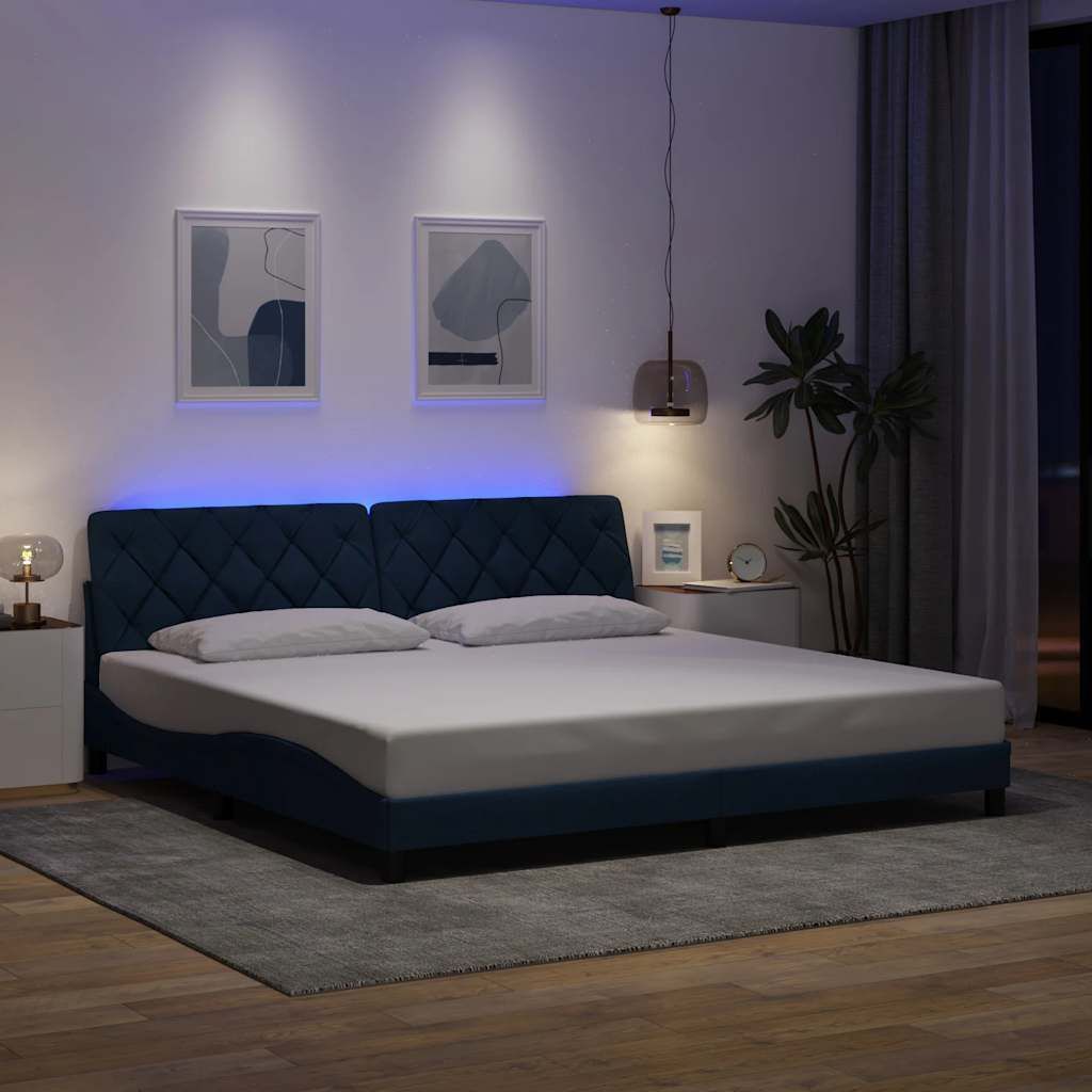 Maison Exclusive - Bettgestell mit LED ohne Matratze Blau 200x200 cm Stoff