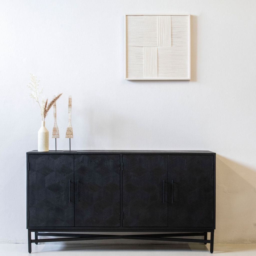 Sideboard Schwarz - Mangoholz und Metall - 160cm - Sideboard Jazz - Giga Meubel