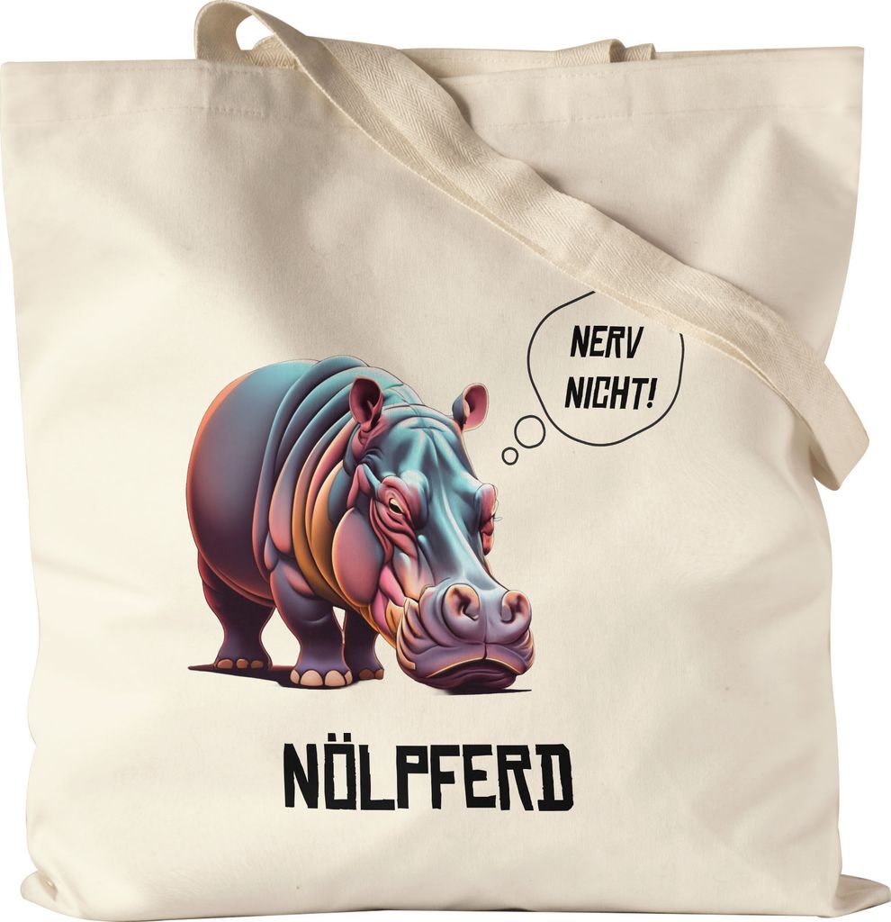 Nerv nicht Nölpferd Jutebeutel Wortwitz Sarkasmus Arbeit Büro