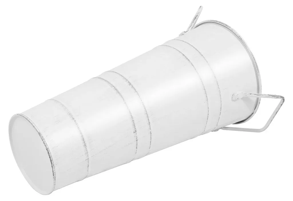 Vases cylindriques incassables blancs en métal pour fleurs - Set de 8