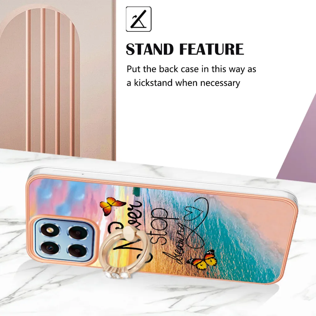 EASSGU TPU Silicone Custodia per HONOR X8a (6.7 Inches), Cover Protettiva in Silicone TPU Motivo Dipinto Trasparente - Fiori 7