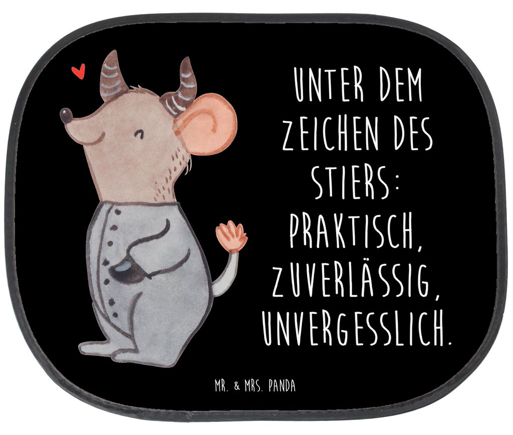 Mr. & Mrs. Panda Auto Sonnenblende Stier Astrologie - Schwarz - Geschenk, Sternzeichen, Sonnenschutz, Geburtstagsgeschenk, Tierkreiszeichen, Seiten...