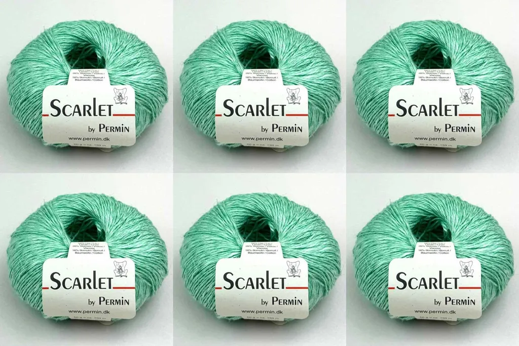 Fil à tricoter écologique Scarlet Permin Menthe Fluo en mélange Lin et Coton